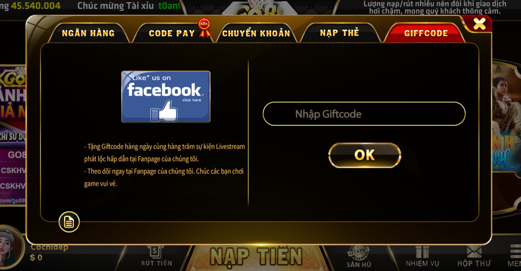 Giftcode GO68