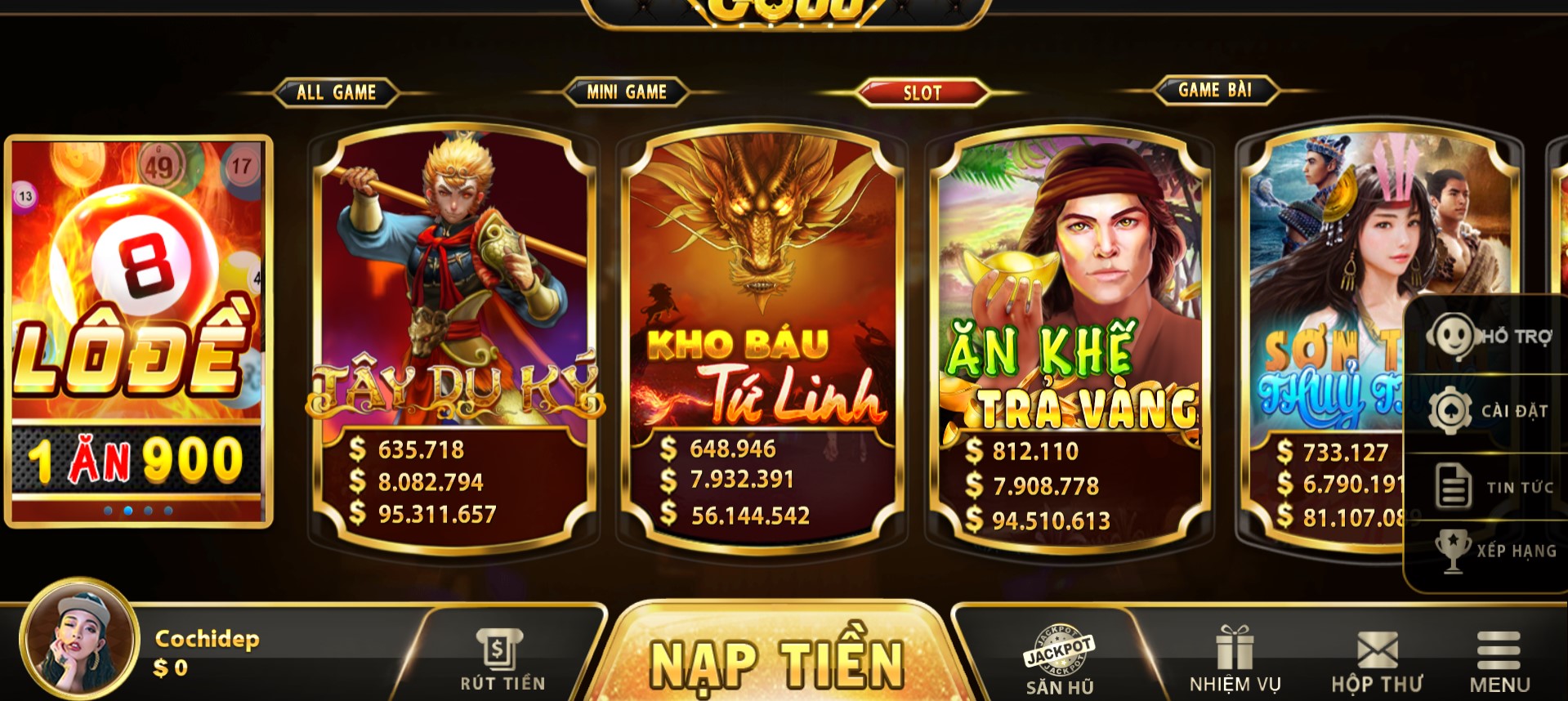 Các thể loại gameslot đổi thưởng trong GO68