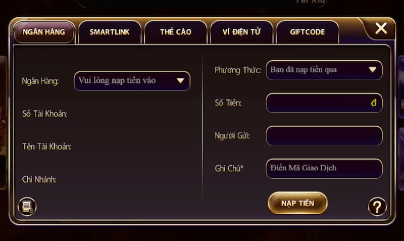 Hướng dẫn nạp tiền ở Ace88