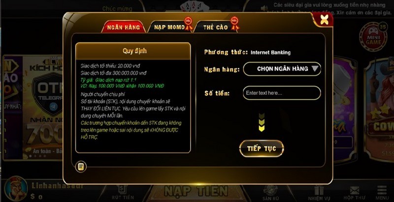 Thắng liền có thể rút tiền về ngân hàng với tốc độ thần sầu