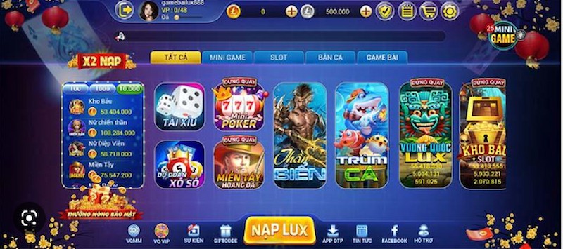 Chi tiết về các game hiện có tại cổng game Lux888