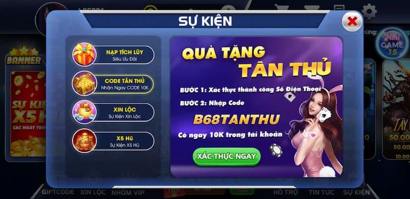 Thưởng đăng ký tài khoản tân thủ