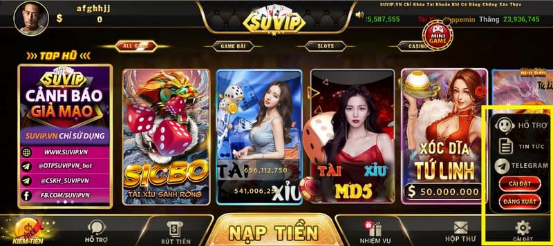 Ưu điểm của cổng game Suvip