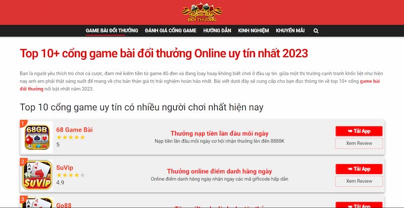 Tại sao bạn nên truy cập website gamebaidoithuong.app?